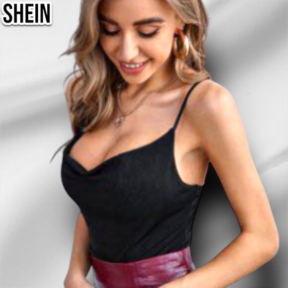 Shein Draped Collar Solid Cowl Neck Cami Top - Picture 1 of 4